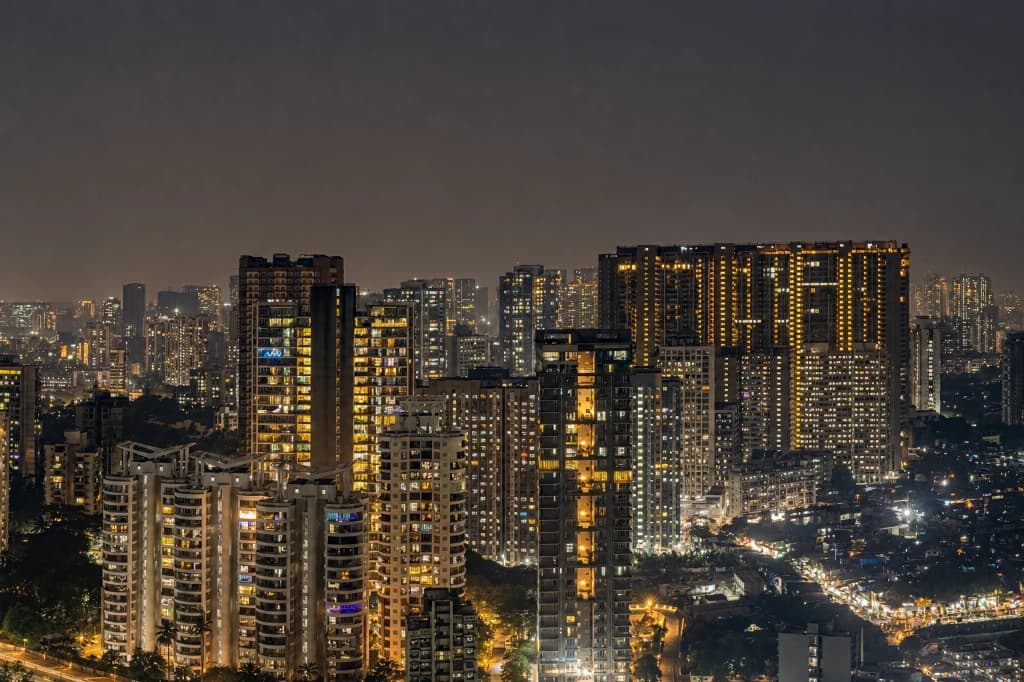 Panoramic Mumbai Skyline & City Lights