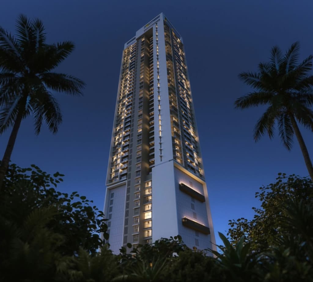 Architectural High-Rise Night Facade